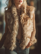 Sierra | Western stand-collar faux fur vest