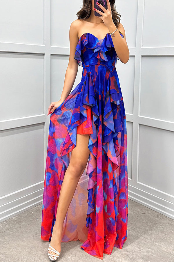 Noélie | Ombre Maxi Dress with Ruffles and Slit