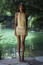 Naia | Draped Pearl Detail Dress
