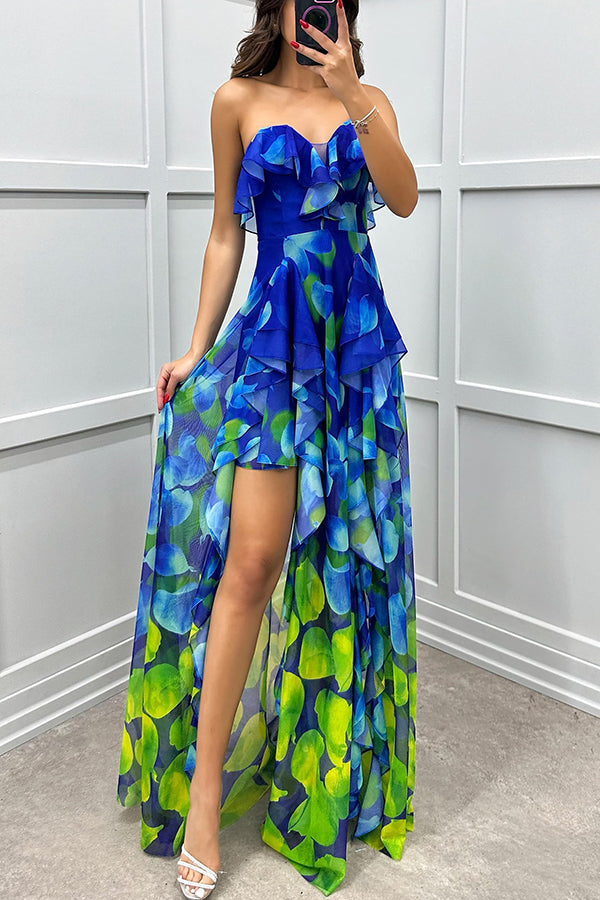 Noélie | Ombre Maxi Dress with Ruffles and Slit