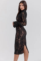 Elise | Mid-Length Dress with Cut-Out Lace