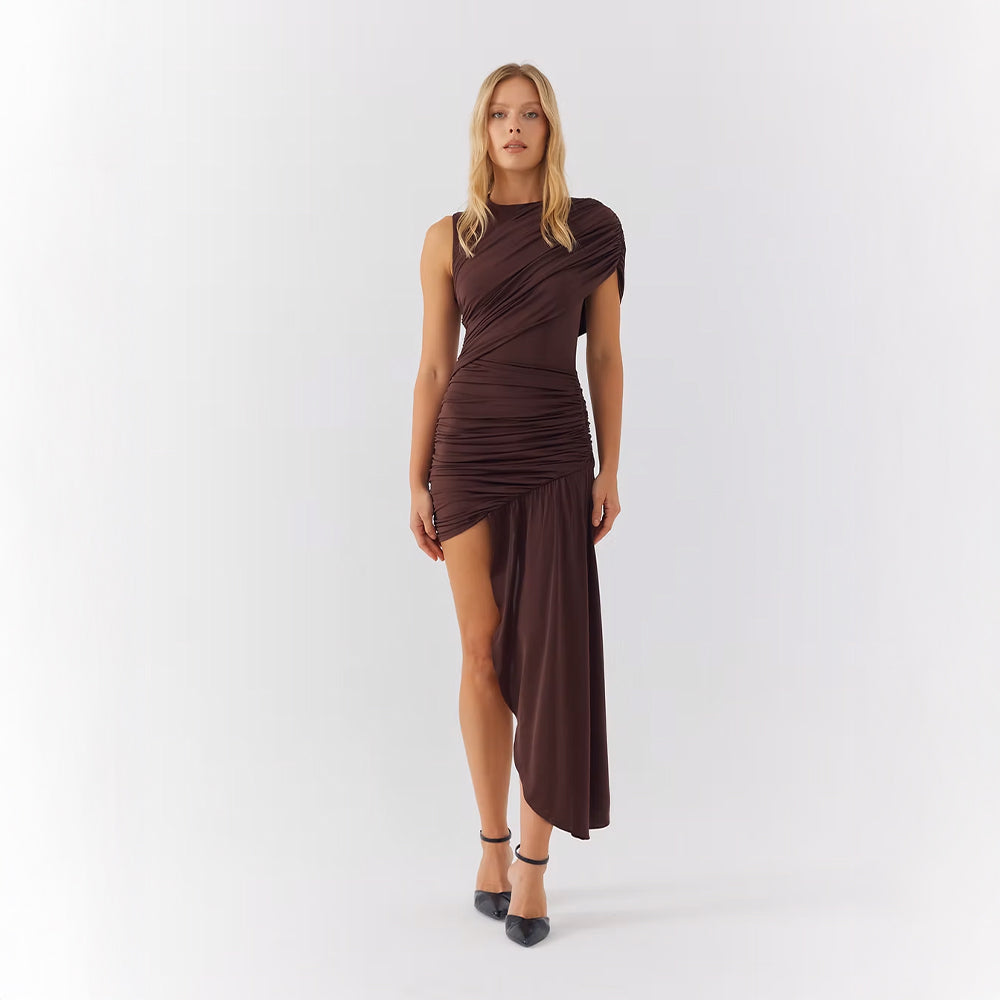 Delara | Ruched Asymmetrical Dress - Novaesta