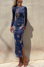 Nayla | Midi Dress with Long Sleeves and Tie-Dye Tulle