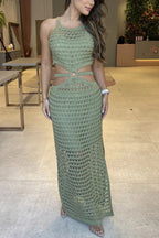 Élia | Textured Maxi Dress with Cut-Out and Ring