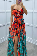 Noélie | Ombre Maxi Dress with Ruffles and Slit