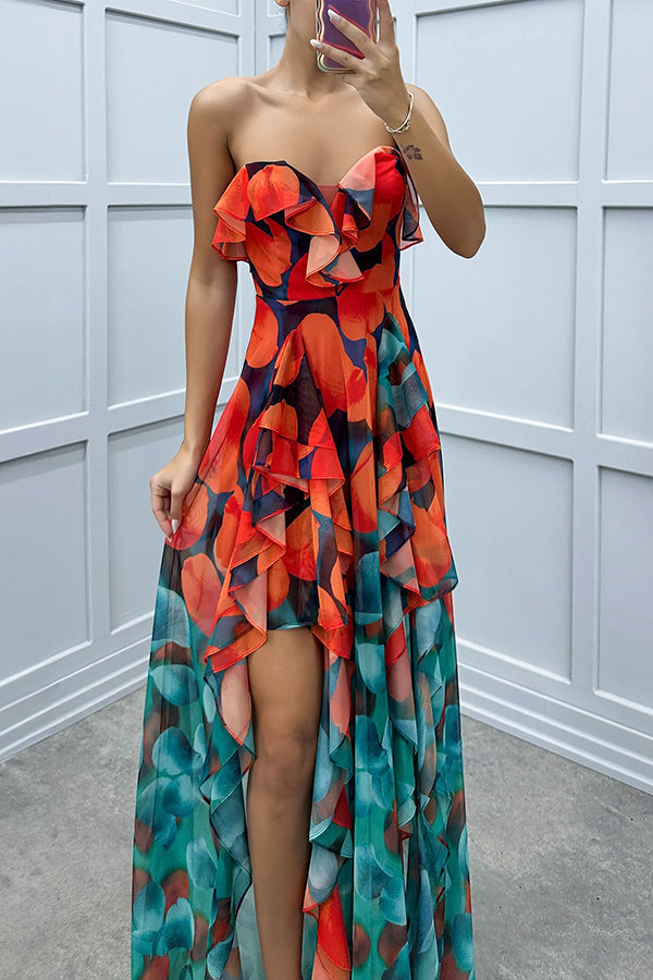 Noélie | Ombre Maxi Dress with Ruffles and Slit