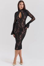 Elise | Mid-Length Dress with Cut-Out Lace
