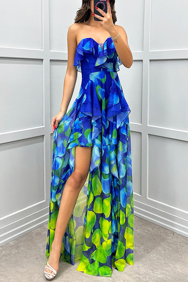 Noélie | Ombre Maxi Dress with Ruffles and Slit