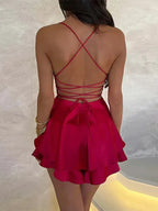 Alizée | Solid Color Backless Dress with Straps
