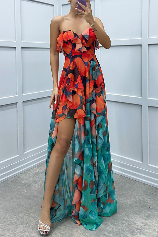 Noélie | Ombre Maxi Dress with Ruffles and Slit - Novaesta
