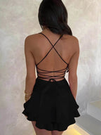 Alizée | Solid Color Backless Dress with Straps