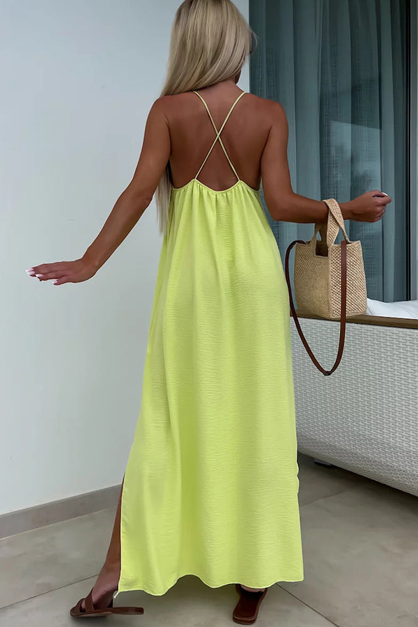 Myriam | Maxi Dress Solid Backless with Straps - Novaesta