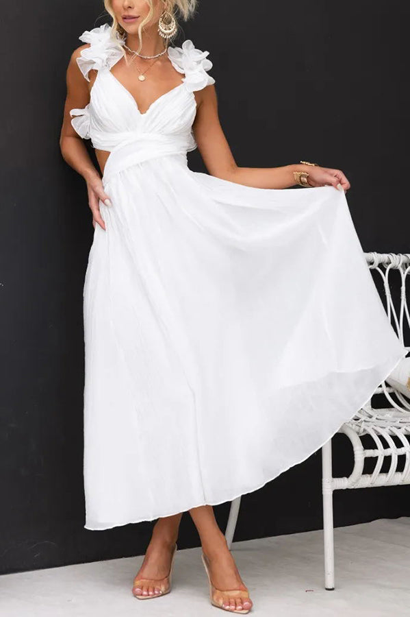 Clarisse | Maxi Floral Dress with Ruffles and Lace-Up Back - Novaesta