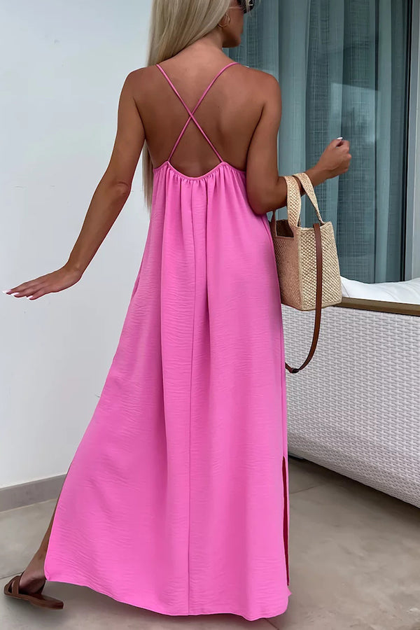 Myriam | Maxi Dress Solid Backless with Straps - Novaesta