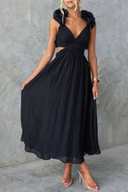 Clarisse | Maxi Floral Dress with Ruffles and Lace-Up Back