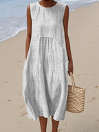 Bella | Elegant sleeveless cotton dress with pockets