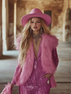 Rose Pink Glam | Faux Fur Vest