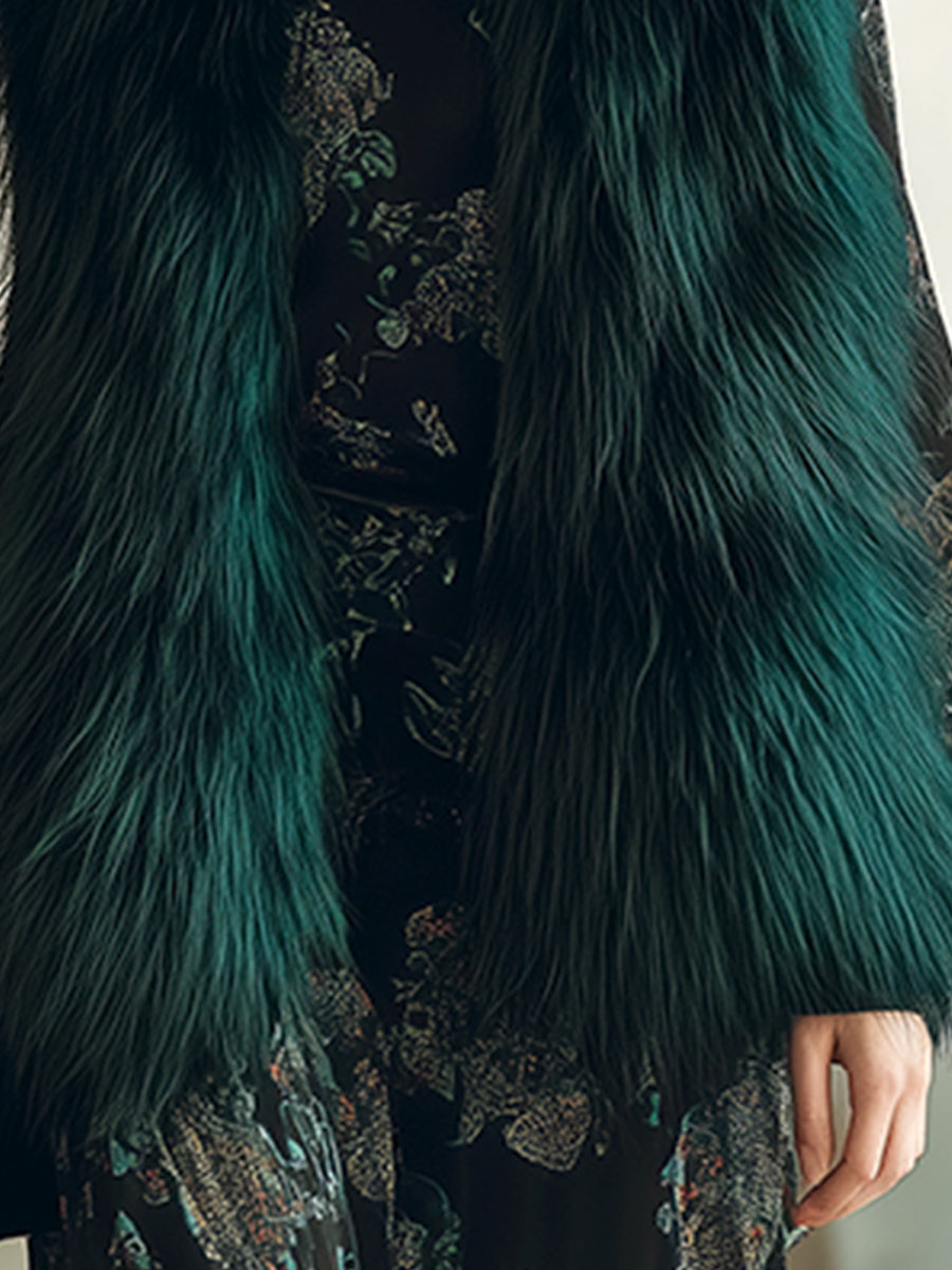 Greta | Vintage emerald faux fur vest - Novaesta
