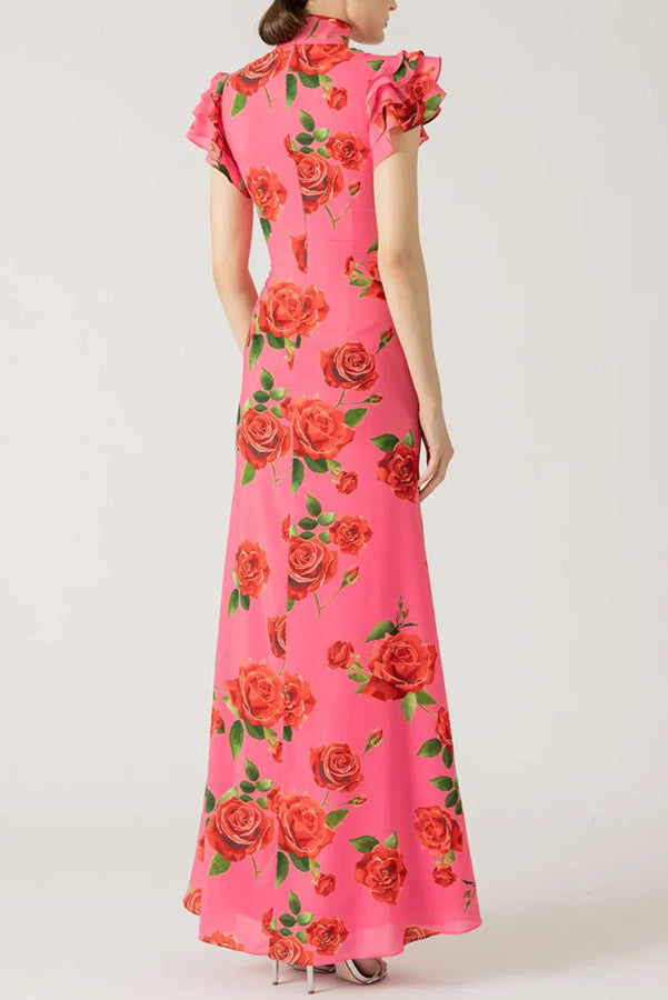 Meilin | Floral Maxi Dress Cheongsam Style - Novaesta