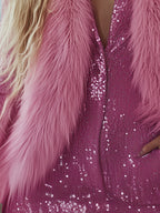 Rose Pink Glam | Faux Fur Vest