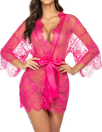 Valerie – Sheer Lace Kimono Robe Set