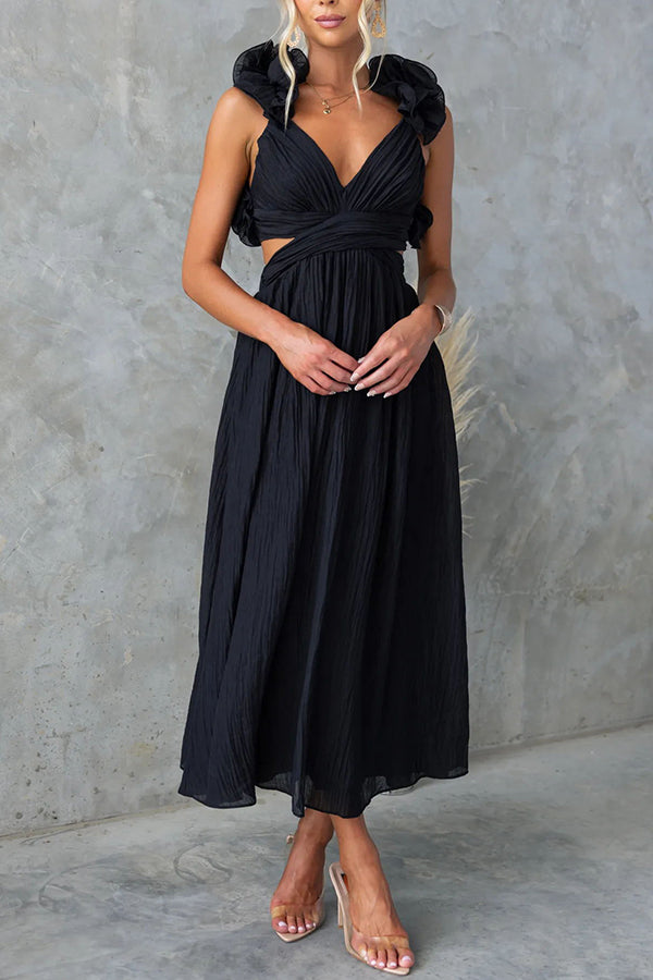 Clarisse | Maxi Floral Dress with Ruffles and Lace-Up Back