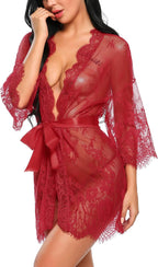 Valerie – Sheer Lace Kimono Robe Set