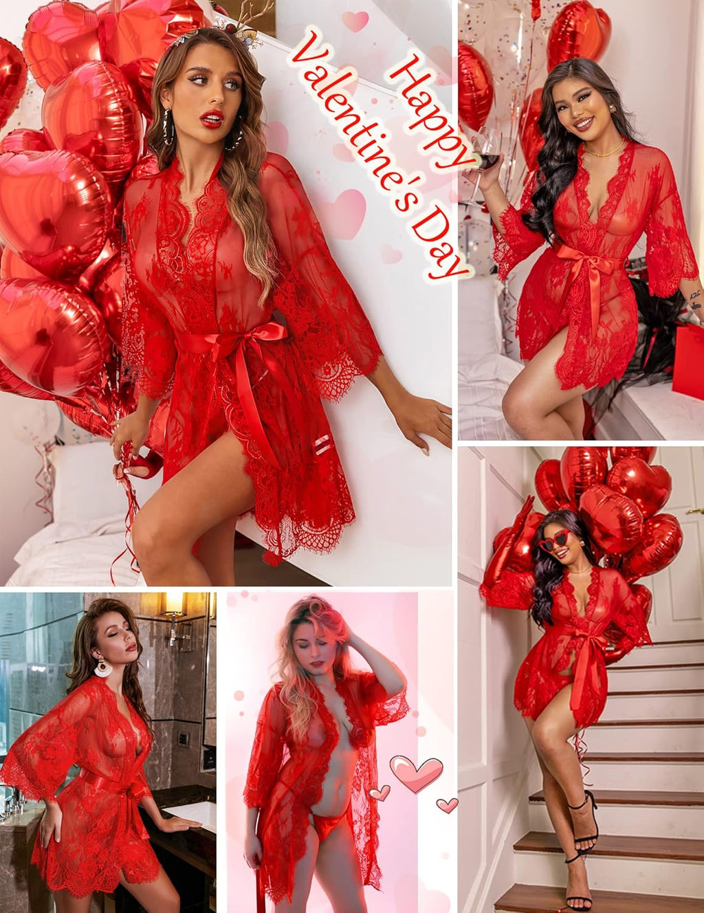 Valerie – Sheer Lace Kimono Robe Set - Novaesta
