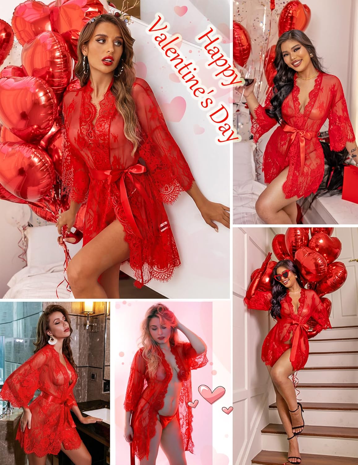 Valerie – Sheer Lace Kimono Robe Set