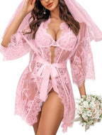 Valerie – Sheer Lace Kimono Robe Set