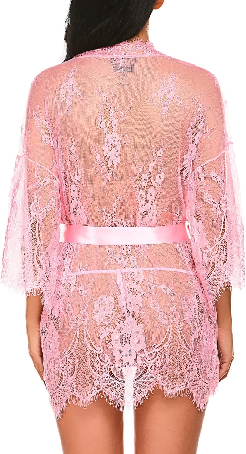 Valerie – Sheer Lace Kimono Robe Set - Novaesta