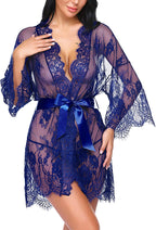 Valerie – Sheer Lace Kimono Robe Set