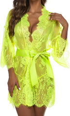 Valerie – Sheer Lace Kimono Robe Set