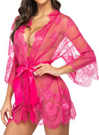Valerie – Sheer Lace Kimono Robe Set