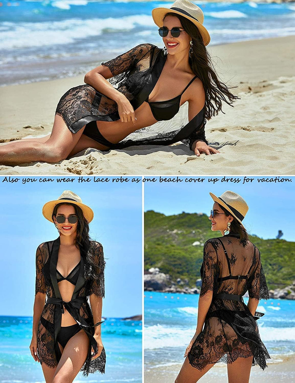 Valerie – Sheer Lace Kimono Robe Set - Novaesta