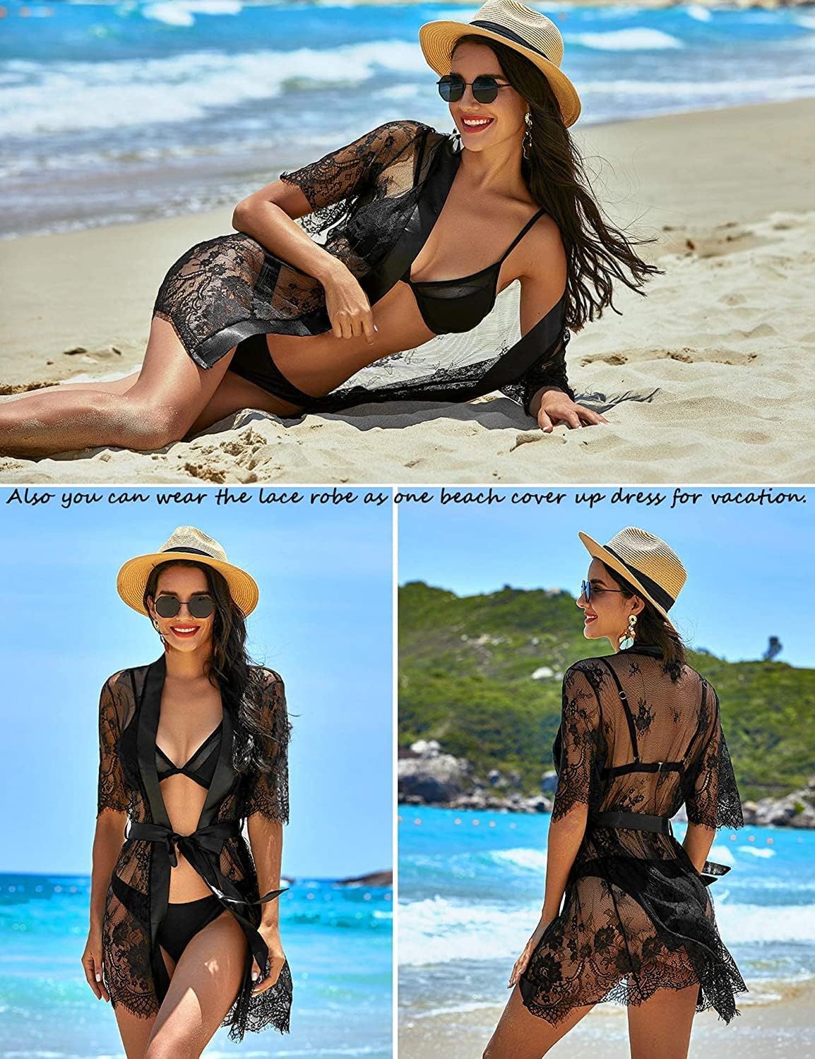 Valerie – Sheer Lace Kimono Robe Set