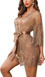 Valerie – Sheer Lace Kimono Robe Set