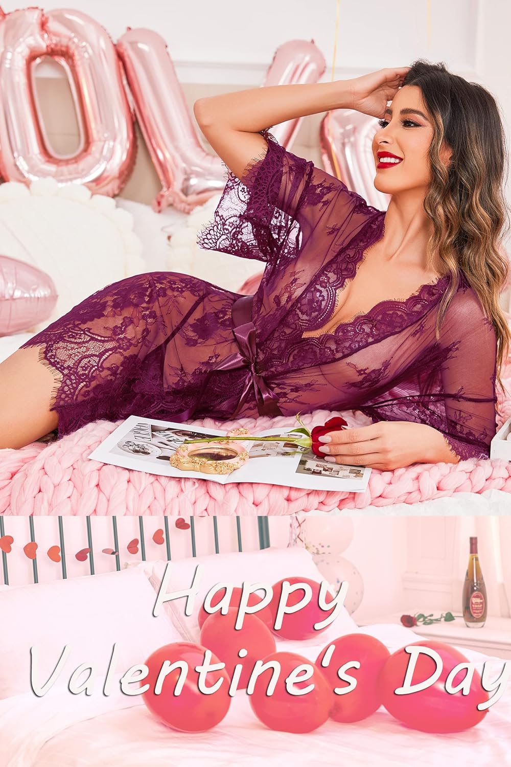 Valerie – Sheer Lace Kimono Robe Set - Novaesta