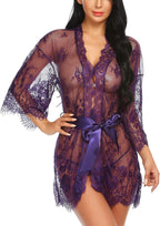 Valerie – Sheer Lace Kimono Robe Set