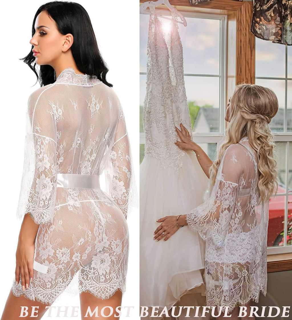 Valerie – Sheer Lace Kimono Robe Set - Novaesta