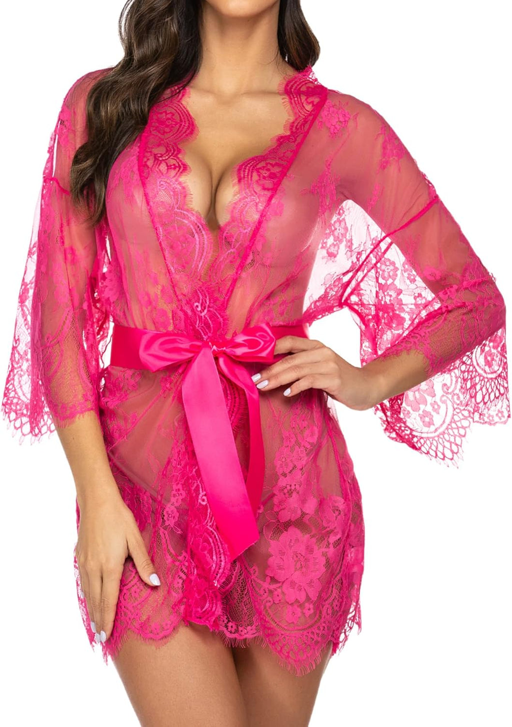 Valerie – Sheer Lace Kimono Robe Set - Novaesta