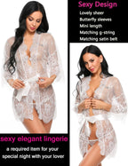 Valerie – Sheer Lace Kimono Robe Set