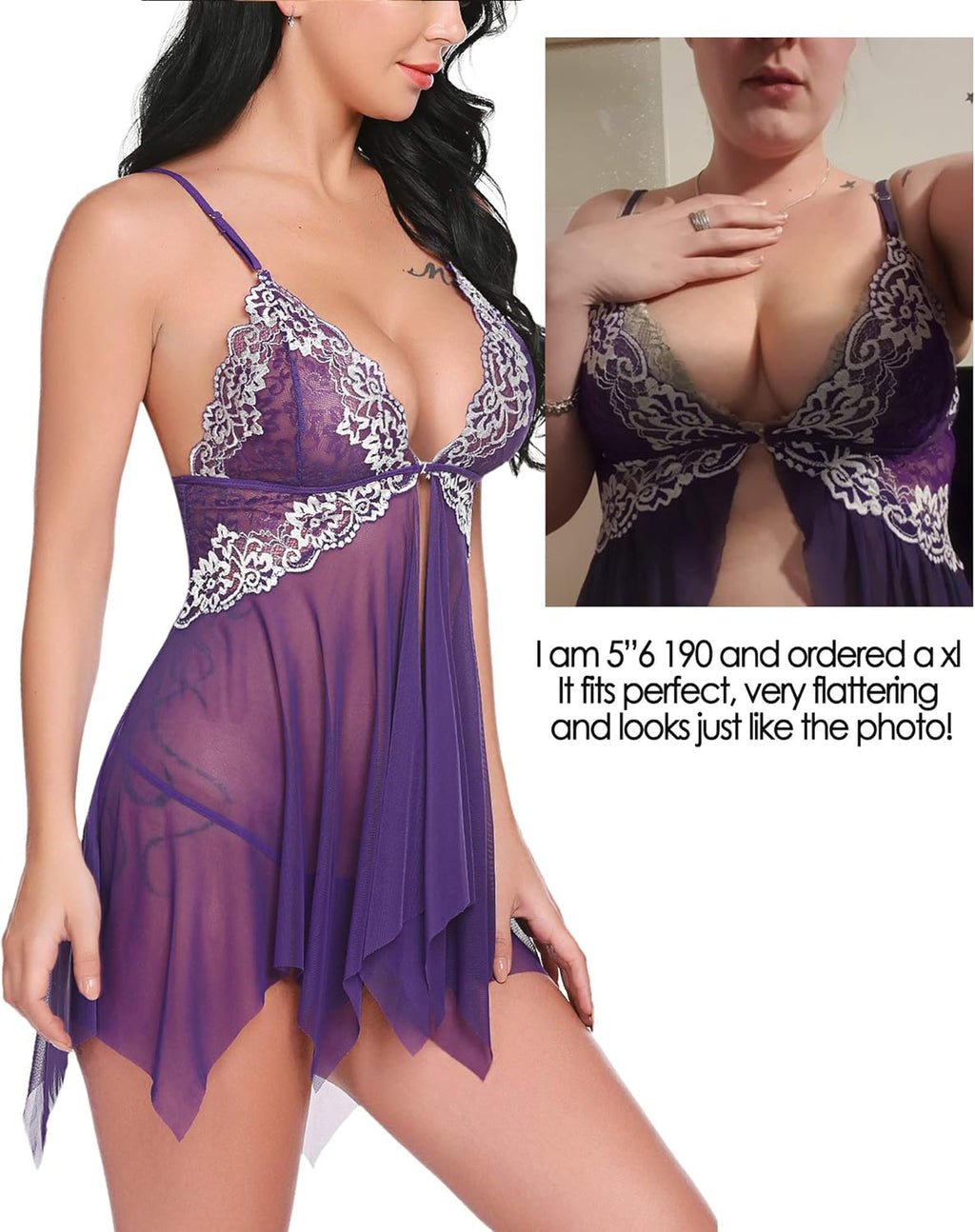 Monica – Lace Babydoll & G-String Set - Novaesta