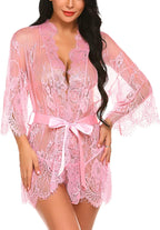 Valerie – Sheer Lace Kimono Robe Set