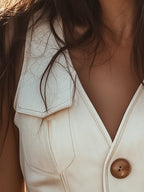 Dakota | Western Gold-Button White Suede Vest