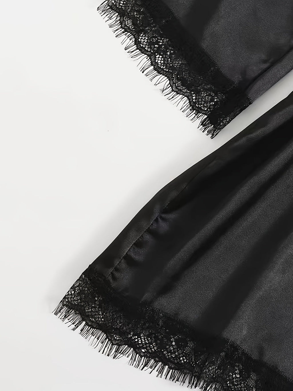 Aurora – Satin Lace Lounge Set with Kimono & Shorts - Novaesta