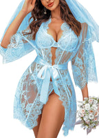 Valerie – Sheer Lace Kimono Robe Set