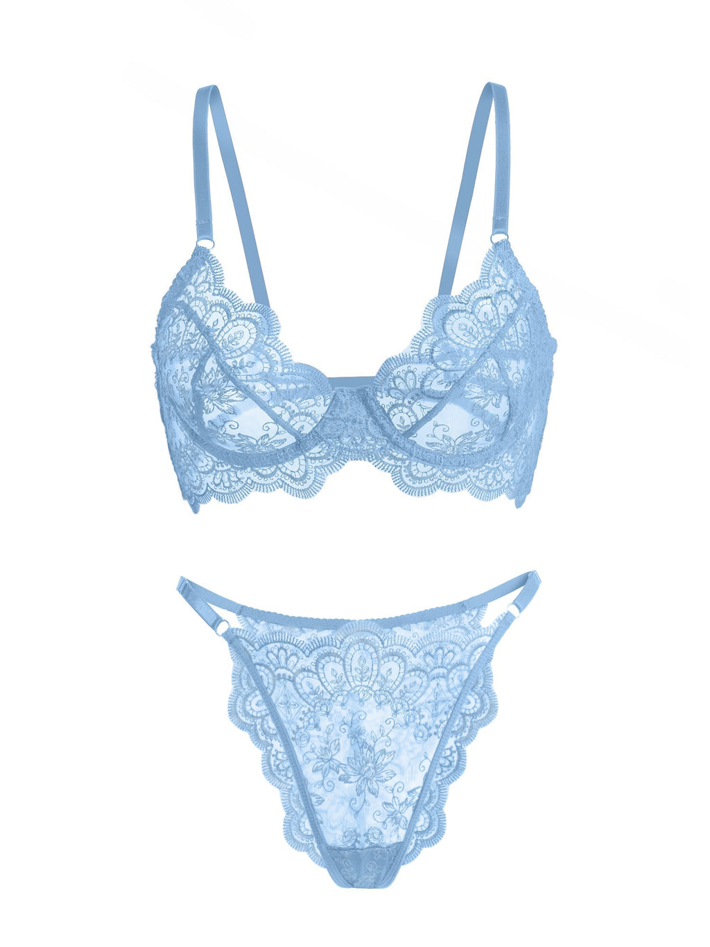 Blue Exquisite Lace Lingerie Set - Novaesta