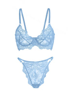 Blue Exquisite Lace Lingerie Set