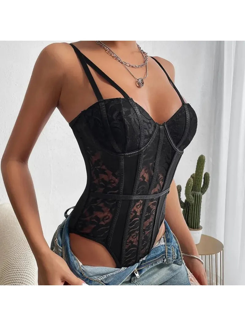 Celine | Embroidered Corset Bodysuit - Novaesta